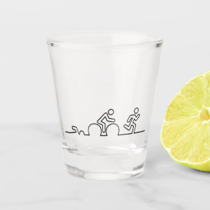 Triatlon. Zwemmen, wielrennen en hardlopen. Shot Glas