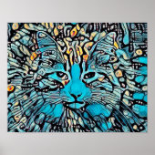 Tribaal Abstract kunstontwerp met blauw gele mozaï Poster (Voorkant)