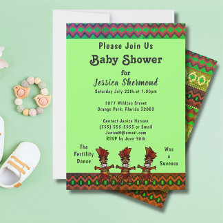 Tribaal Baby shower Groene Abstracte vruchtbaarhei Kaart