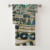 Tribaal etnisch patroongoud op Abalone en Pearl Bad Handdoek (Insitu)