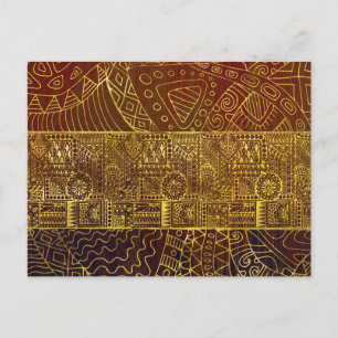 Tribaal Gold Patroon op bruine verf Briefkaart