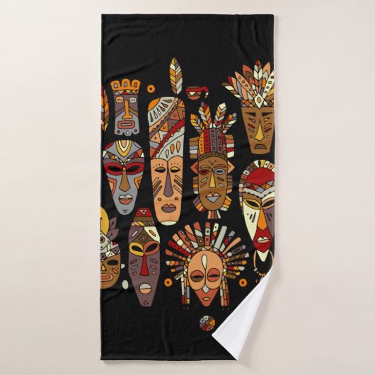 Tribaal masker etnische set, schets badhanddoek (Badhanddoek)