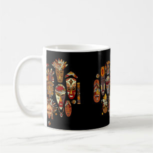 Tribaal masker etnische set, schets koffiemok