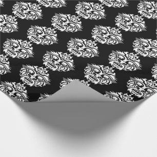 Tribaal masker - zwart glanzend omslagpapier, 30 x cadeaupapier