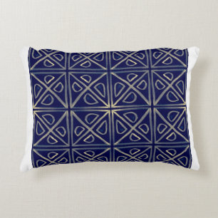Tribaal naadloos blauw geometrisch patroon. Stripe Accent Kussen