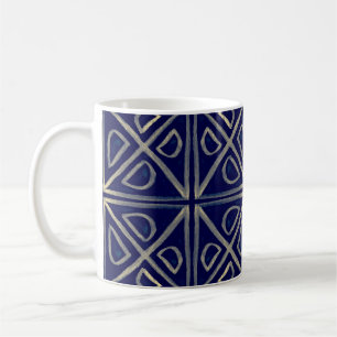 Tribaal naadloos blauw geometrisch patroon. Stripe Koffiemok