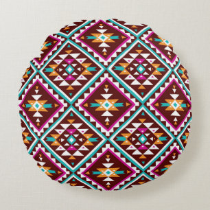 Tribaal naadloos kleurrijk geometrisch patroon rond kussen