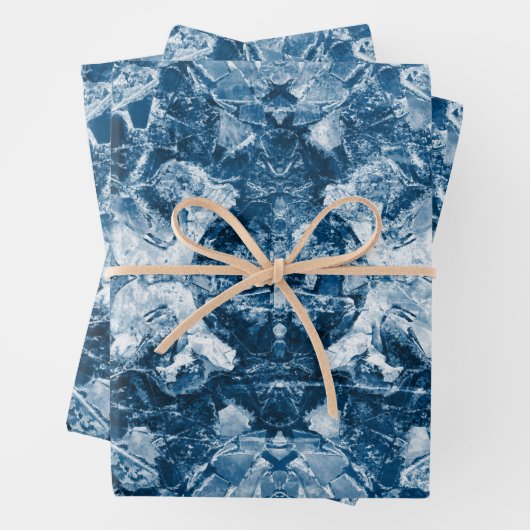 Tribaal Native Art White Dark Classic Blue Design Inpakpapier Vel (In situ)