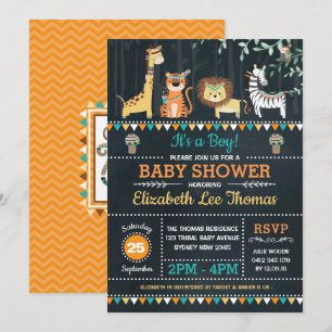 Tribaal Oerwoud Safari Dierlijk Baby shower Chalkb Kaart