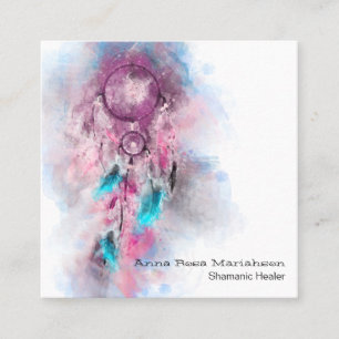 *~* Tribaal - Sacred Shamen Shamanic Dream Catcher Vierkante Visitekaartje