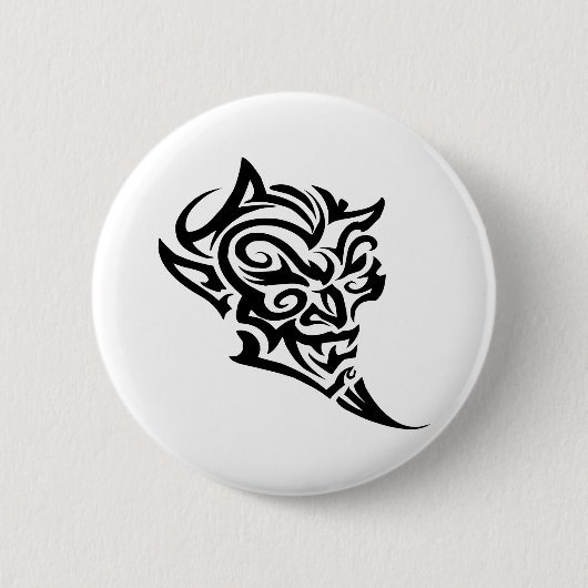 Tribaal Tattoo Devil Face Satan Ronde Button 5,7 Cm (Voorkant)