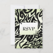 Tribal abstrait noir et vert avec menu RSVP (Dos)