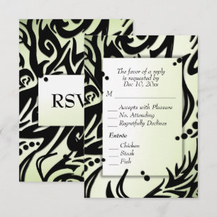 Tribal abstrait noir et vert avec menu RSVP