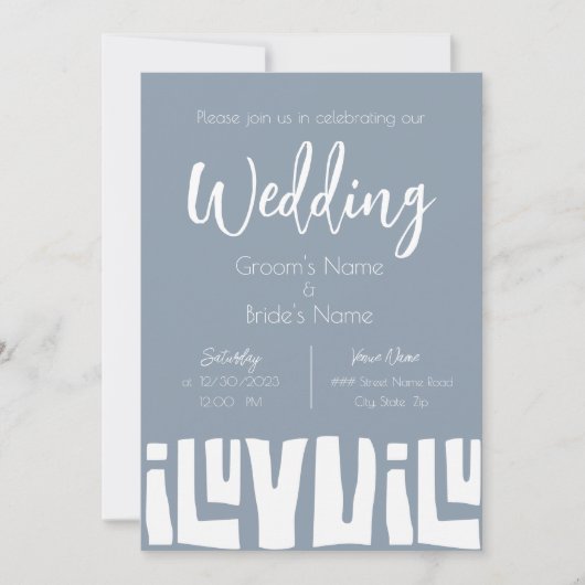 Tribal African Dusty Blue Wedding Kaart (Voorkant)