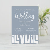 Tribal African Dusty Blue Wedding Kaart (Staand voorkant)