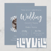 Tribal African Dusty Blue Wedding Kaart (Voorkant / Achterkant)