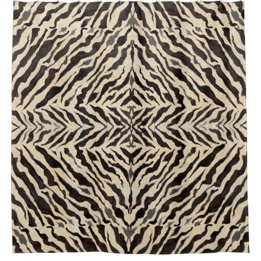 Tribal African Zebra Striped Pattern Black Tan Art Douchegordijn (Voorkant)