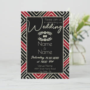 Tribal Afrikaans rood en zwart bruiloft Kaart