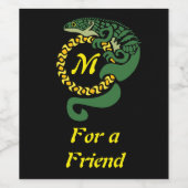 Tribal Alligator Lizard Hugging Sun Monogram Wijn Etiket (Enkel label)