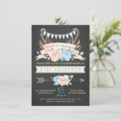 Tribal Antler Chalk Genre Reveillez Invitations (Debout devant)