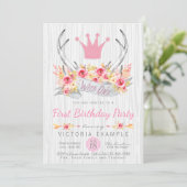 Tribal Antler Wild One First Birthday Invitation (Debout devant)