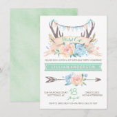 Tribal Antler Wild Un 1er anniversaire Invitations (Devant / Derrière)