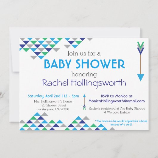 Tribal & Arrow Baby Boy Shower Invitation (Devant)