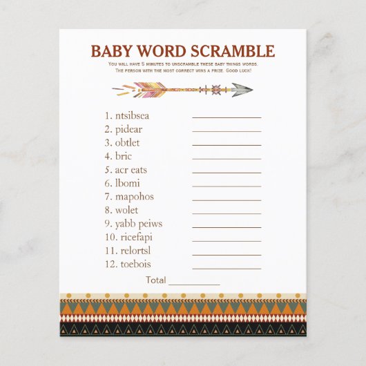 Tribal Arrow Baby shower Games (Voorkant)
