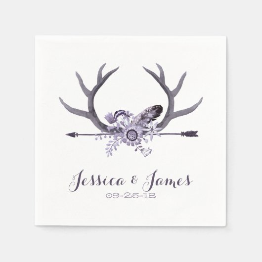 Tribal Arrow en Antlers Paarse Servetten (Voorkant)