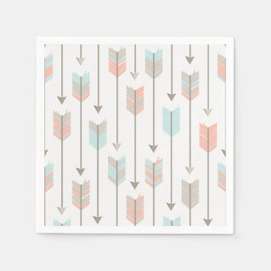 Tribal Arrow Grijs Roze Blauw Papier Servetten