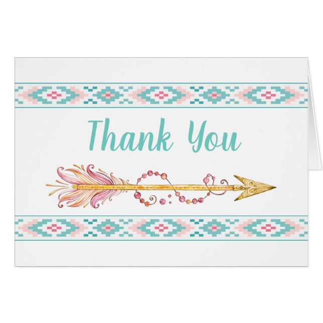 Tribal Arrow Teepee Merci Cartes (Devant Horizontal)