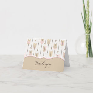 Tribal Arrows Baby shower Bedankt Tan Pink