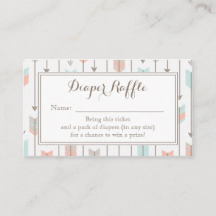 Tribal Arrows Baby shower Luier Raffle Ticket Informatiekaartje