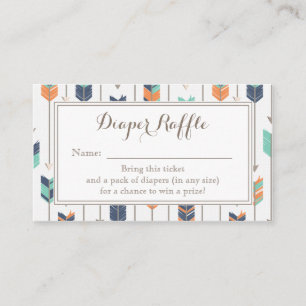 Tribal Arrows Boy Baby shower Luier Raffle Ticket Informatiekaartje