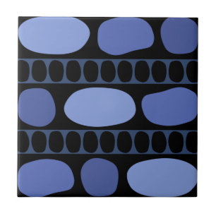 Tribal Art Rock Pattern Black Blue Tegeltje