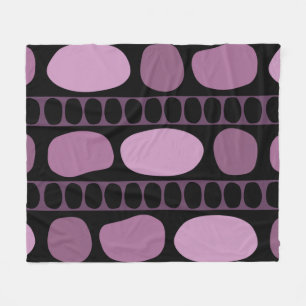 Tribal Art Rock Pattern Black Mauve Fleece Deken