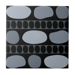 Tribal Art Rock Pattern Black Slate Grey Tegeltje