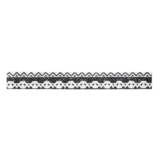 Tribal Aztec Black Glitter White Geometric Shapes Lint (Voorkant)