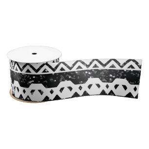 Tribal Aztec Black Glitter White Geometric Shapes Lint