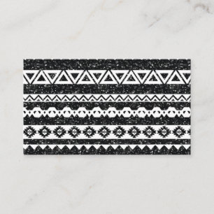 Tribal Aztec Black Glitter White Geometric Shapes Visitekaartje