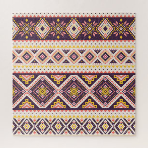 Tribal Aztec gestreept, geometrisch patroon. Legpuzzel