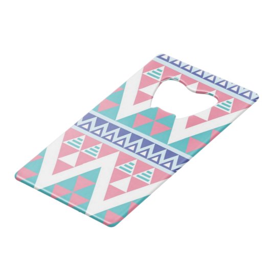 Tribal aztec kleurig patroon kredietkaart flessenopener (Achterkant Gekanteld)