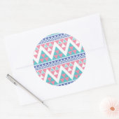 Tribal aztec kleurig patroon ronde sticker (Envelop)