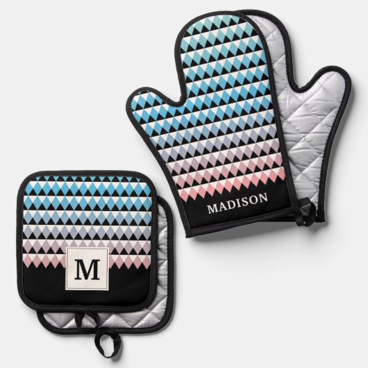 Tribal Aztec Ombre Pattern Ovenwant & Pannenlap Set (Voorkant / Achterkant)