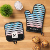 Tribal Aztec Ombre Pattern Ovenwant & Pannenlap Set (Top down)