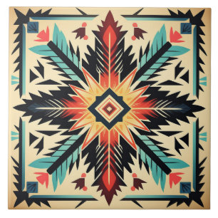 Tribal Aztec patroon geometrisch abstract kleurrij Tegeltje