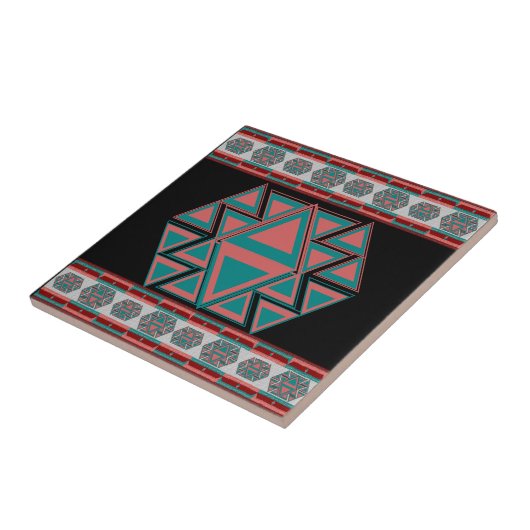 Tribal Aztec Pattern Ceramic Tile Tegeltje (Zijkant)