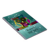 Tribal Aztec Uil op Blauwgroen (faux) geborsteld m Notitieboek (Rechterzijde)