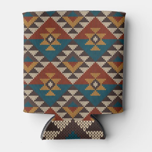 Tribal Aztec wol gebreide textuur. Blikjeskoeler (Voorkant)