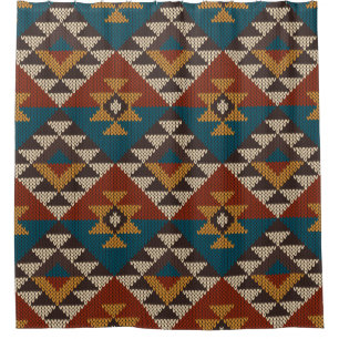 Tribal Aztec wol gebreide textuur. Douchegordijn